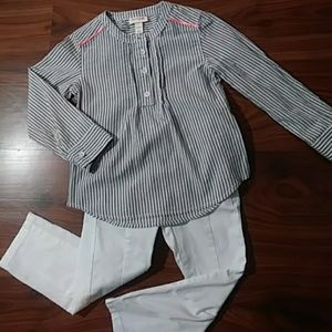 NWOT Gray/White Striped Girls Shirt